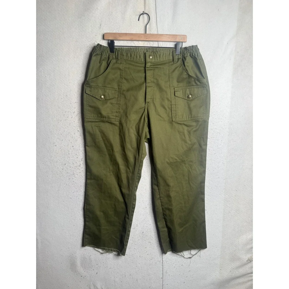 Vintage Boy Scouts of America BSA Pants Olive Green Union Made USA Raw Hem 38